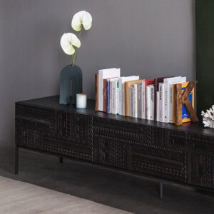 電視櫃, Ancestors Tabwa 手工雕刻系列, 比利時原木實木家具｜Ethnicraft, 極簡設計家具 Ancestors Tabwa 圖騰浮雕下掀門抽屜電視櫃-40