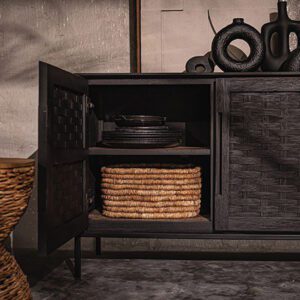 邊櫃, dBodhi 工業風家具, 靈魂老柚木家具 Karma Charcoal 微光祕境二門二層邊櫃-44