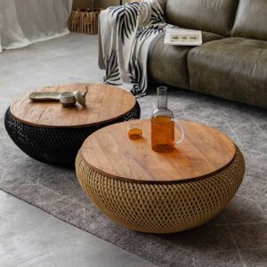 咖啡桌, dBodhi 工業風家具, 靈魂老柚木家具 Wave 手工編織藤茶几-29