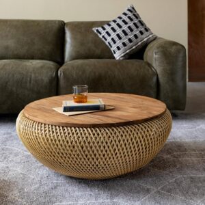 咖啡桌, dBodhi 工業風家具, 靈魂老柚木家具 Wave 手工編織藤茶几-30