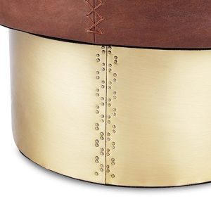 邊几, United Strangers 美式 Loft 風格, 當代設計家具 The Drum 復古皮革黃銅圓邊几-14