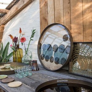 筆墨暈染莽綠玻璃托盤