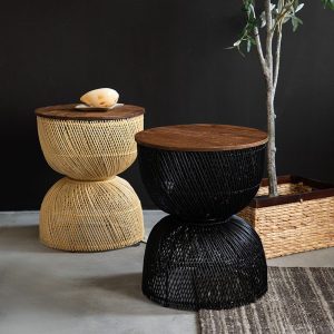 Wave 手工編織藤邊几