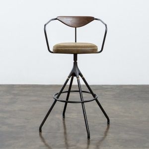 Akron 栗黑橡木皮革吧檯椅