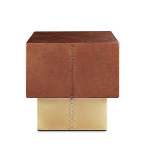 The Drum 復古皮革黃銅方邊几