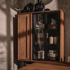 高櫃, 書架書櫃, dBodhi 工業風家具, 工業風家具 Outline 一門三層玻璃儲物櫃-43