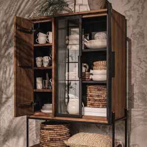 高櫃, 書架書櫃, dBodhi 工業風家具, 工業風家具 Outline 一門三層玻璃儲物櫃-44