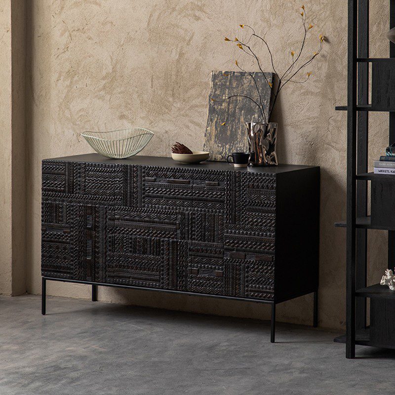 邊櫃, Ancestors Tabwa 手工雕刻系列, 比利時原木實木家具｜Ethnicraft, 極簡設計家具 Ancestors Tabwa 圖騰浮雕邊櫃-10