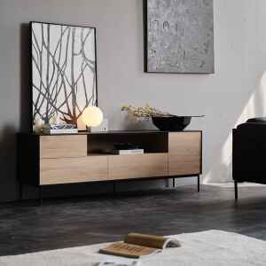 電視櫃, 玄關, 邊櫃, 比利時原木實木家具｜Ethnicraft, 當代設計家具 Blackbird 二門二抽屜黑色邊框電視櫃／邊櫃-32