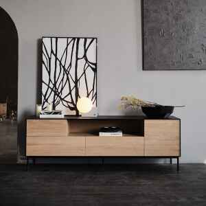 電視櫃, 玄關, 邊櫃, 比利時原木實木家具｜Ethnicraft, 當代設計家具 Blackbird 二門二抽屜黑色邊框電視櫃／邊櫃-31