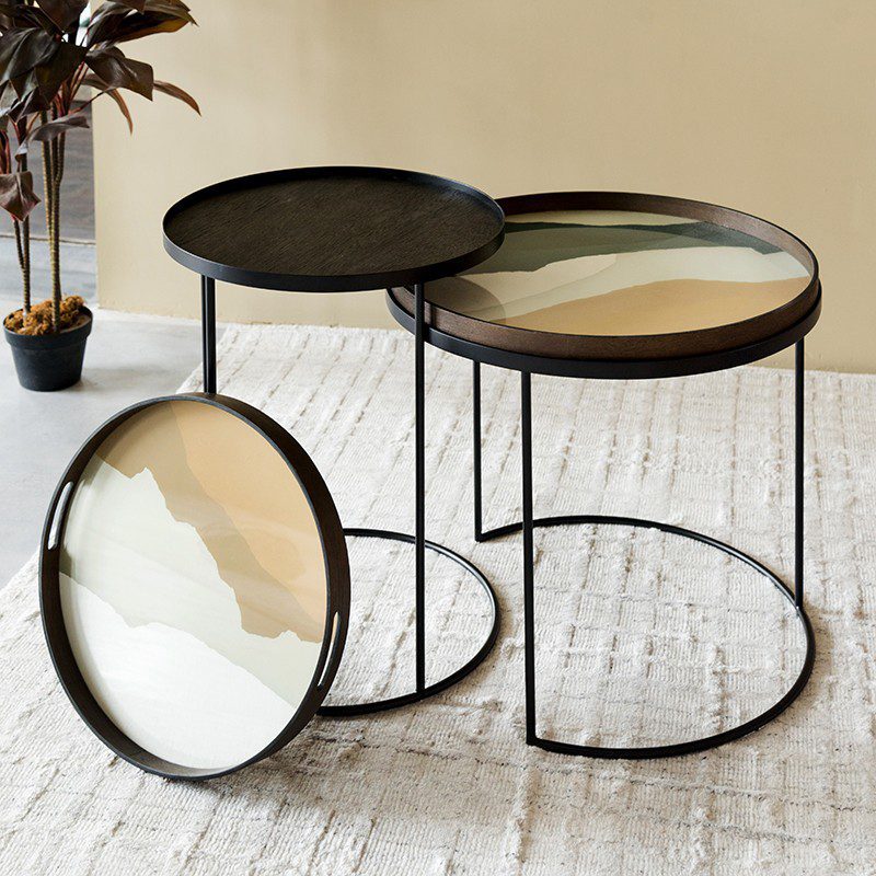 邊几, 比利時原木實木家具｜Ethnicraft, 當代設計家具, Notre Monde 美國輕奢家飾 圓形子母邊几框架-12