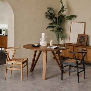 實木餐桌, dBodhi 工業風家具, 靈魂老柚木家具 Artisan 懷舊簡約圓餐桌-36