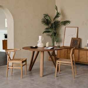 實木餐桌, dBodhi 工業風家具, 靈魂老柚木家具 Artisan 懷舊簡約圓餐桌-35