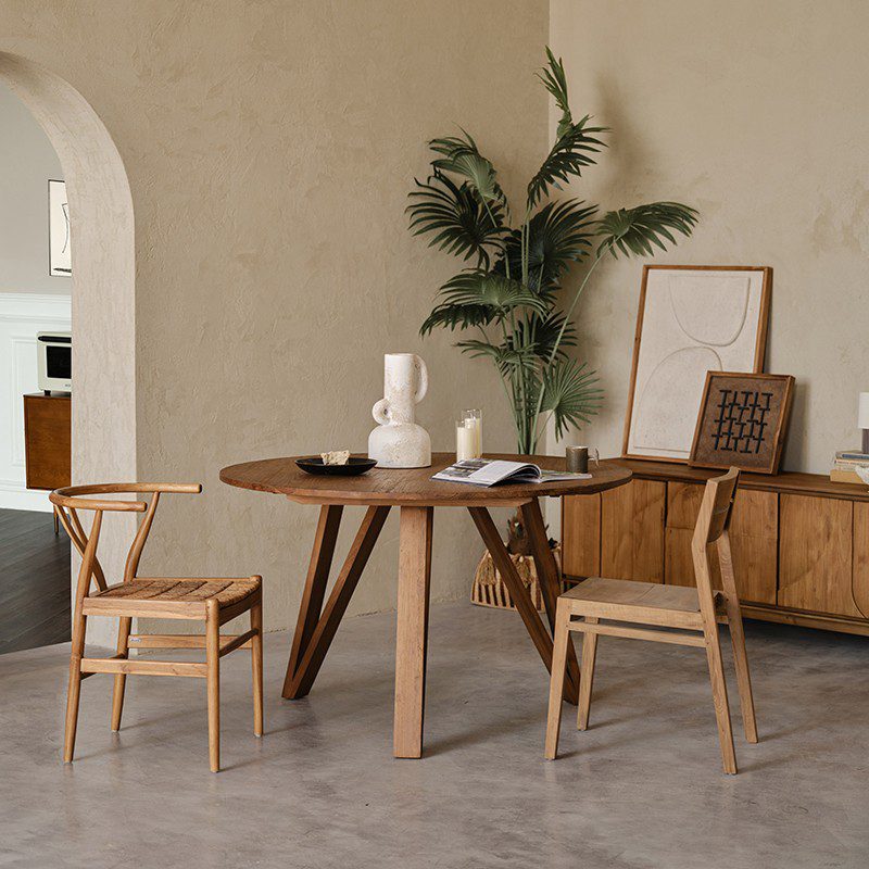 實木餐桌, dBodhi 工業風家具, 靈魂老柚木家具 Artisan 懷舊簡約圓餐桌-9