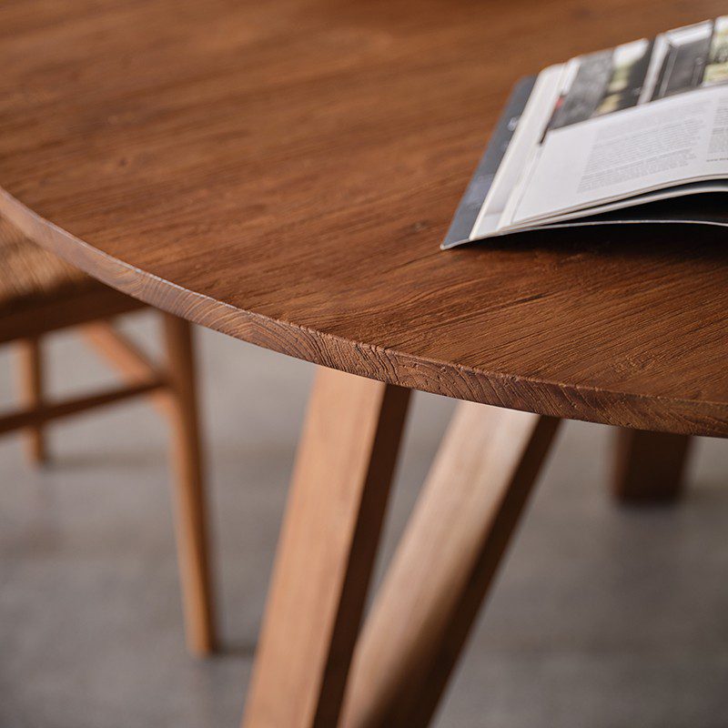 實木餐桌, dBodhi 工業風家具, 靈魂老柚木家具 Artisan 懷舊簡約圓餐桌-13