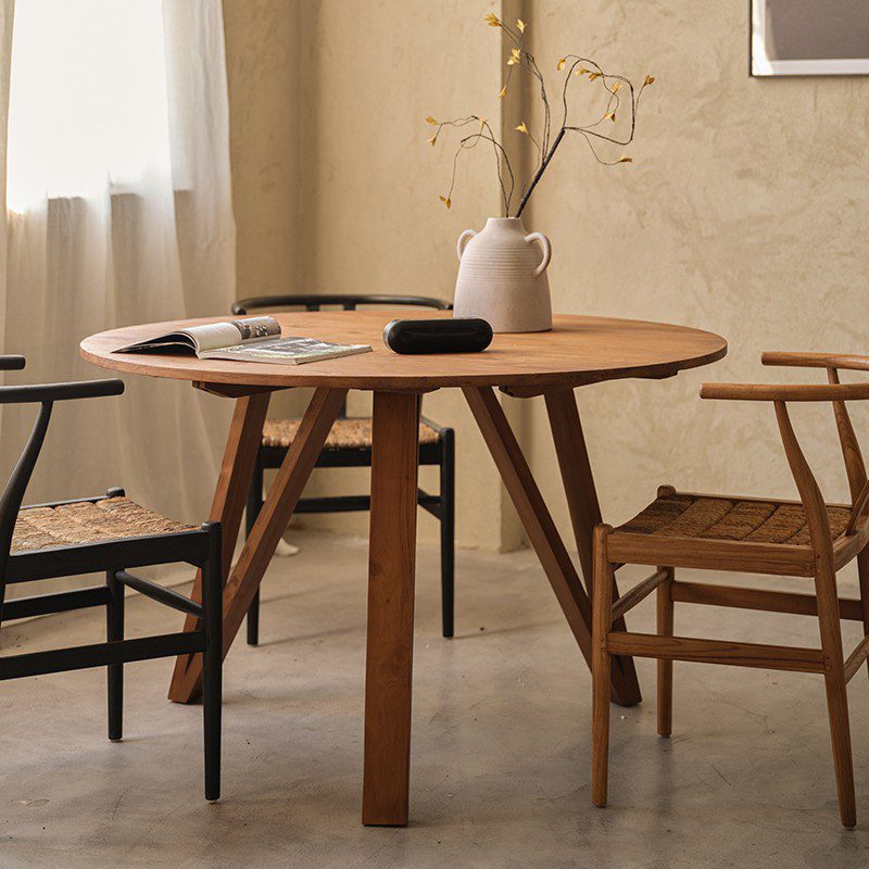 實木餐桌, dBodhi 工業風家具, 靈魂老柚木家具 Artisan 懷舊簡約圓餐桌-11