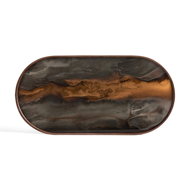 收藏 | 玩具 | 小物, 比利時原木實木家具｜Ethnicraft, 當代設計家具, Notre Monde 美國輕奢家飾 Bronze Organic  玻璃橢圓托盤-10