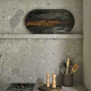 收藏 | 玩具 | 小物, 比利時原木實木家具｜Ethnicraft, 當代設計家具, Notre Monde 美國輕奢家飾 Bronze Organic  玻璃橢圓托盤-15