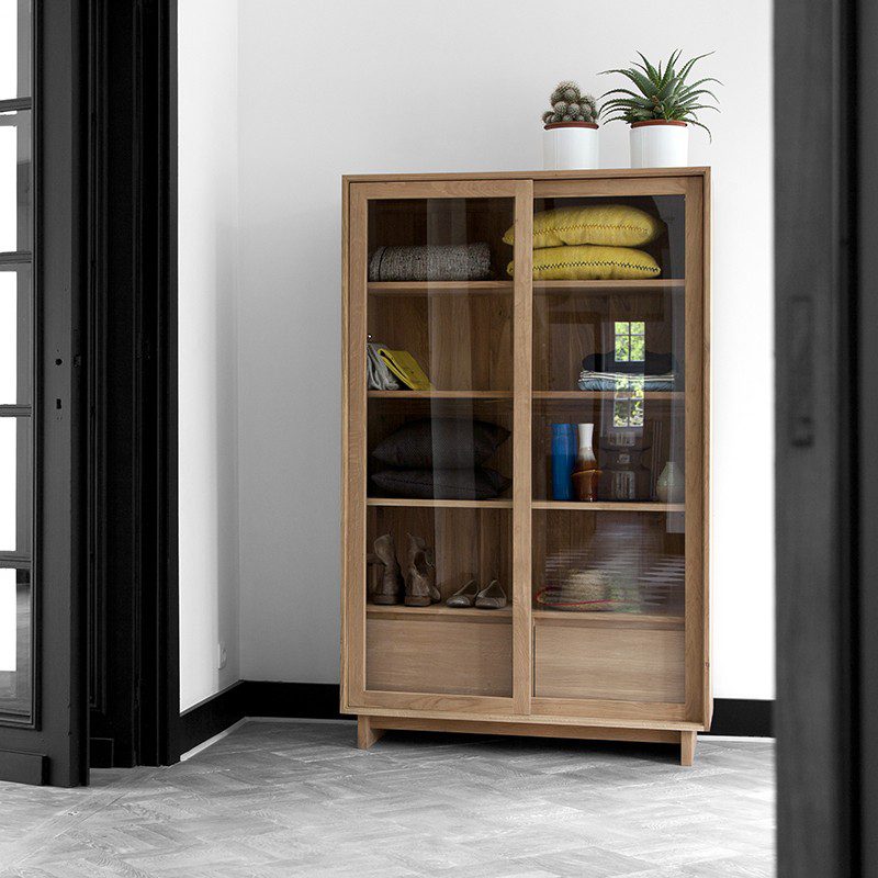 高櫃, 書架書櫃, 比利時原木實木家具｜Ethnicraft, 極簡設計家具 Wave 玻璃拉門書櫃／展示櫃-11