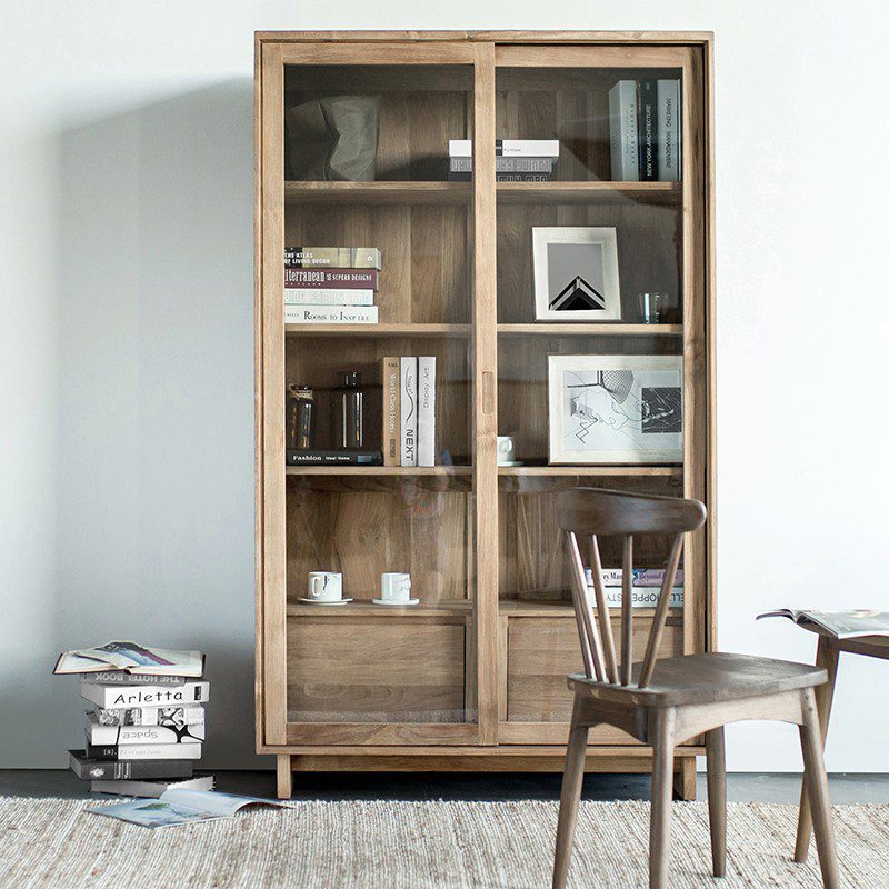 高櫃, 書架書櫃, 比利時原木實木家具｜Ethnicraft, 極簡設計家具 Wave 玻璃拉門書櫃／展示櫃-9