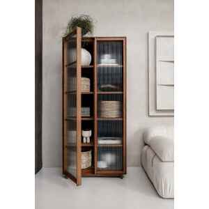 高櫃, 書架書櫃, dBodhi 工業風家具, 靈魂老柚木家具 Motion 二門五層玻璃儲物櫃-18