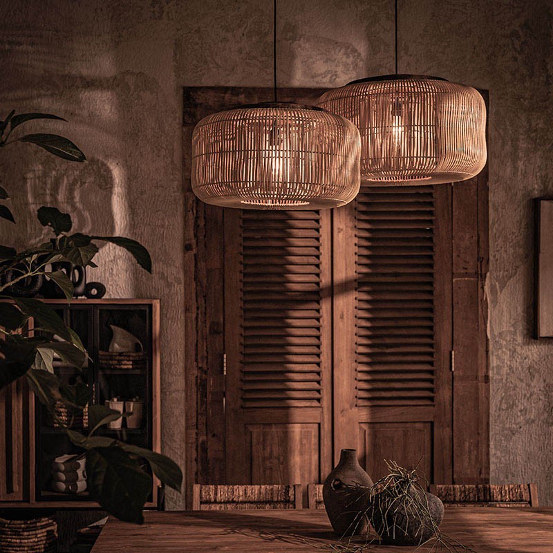 燈具, dBodhi 工業風家具, 靈魂老柚木家具 Bucket 藤編吊燈燈罩-原色(電線另配)-9