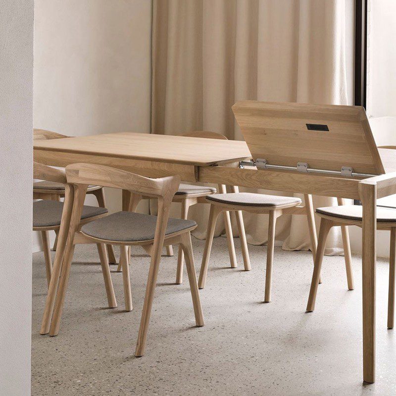 實木餐桌, 比利時原木實木家具｜Ethnicraft, 極簡設計家具, 當代設計家具 Bok 側開滑軌延伸餐桌-11