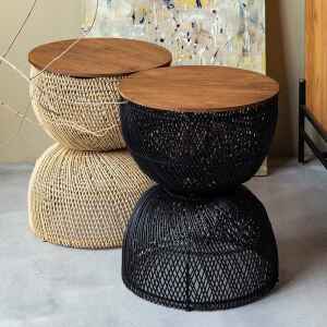 邊几, dBodhi 工業風家具, 靈魂老柚木家具 Wave 手工編織藤邊几-30