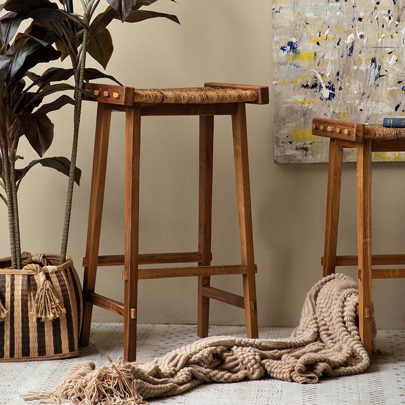 吧台, dBodhi 工業風家具, 靈魂老柚木家具 Caterpillar Flores 原野編織吧台椅凳-9