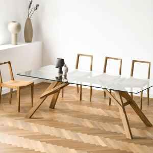 實木餐桌, 實木書桌, Air Division 新加坡獲獎實木家具, 極簡設計家具 Ark 玻璃餐桌-19