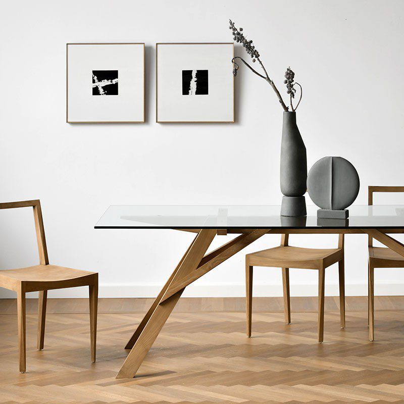 實木餐桌, 實木書桌, Air Division 新加坡獲獎實木家具, 極簡設計家具 Ark 玻璃餐桌-10