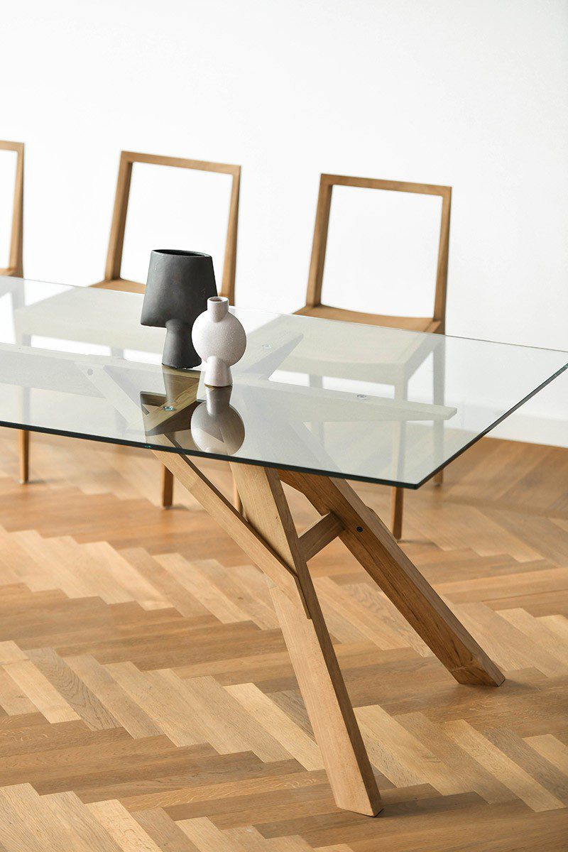 實木餐桌, 實木書桌, Air Division 新加坡獲獎實木家具, 極簡設計家具 Ark 玻璃餐桌-11
