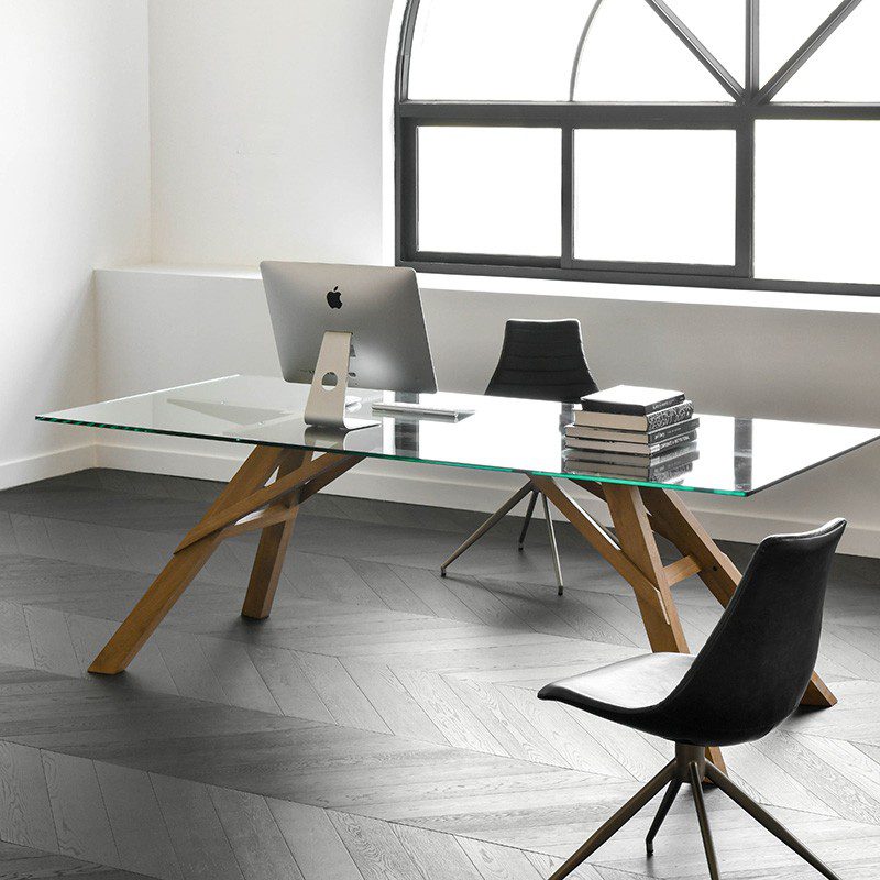 實木餐桌, 實木書桌, Air Division 新加坡獲獎實木家具, 極簡設計家具 Ark 玻璃餐桌-13