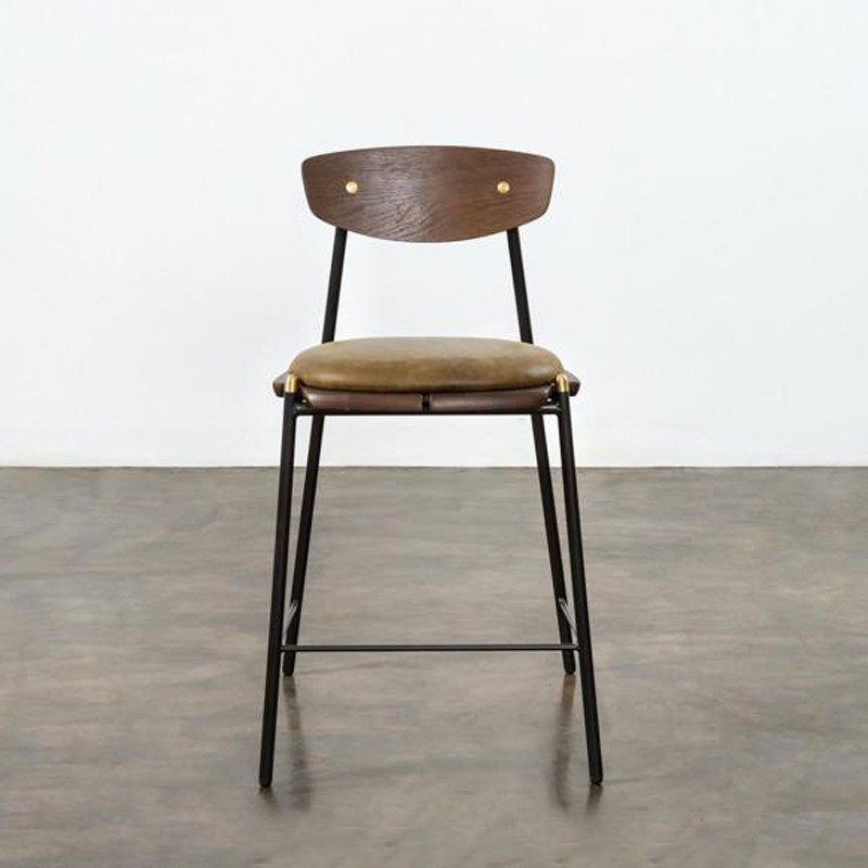 吧台, District 8 摩登工業復古家具, 工業風家具 Kink 栗黑橡木皮革吧台椅-10