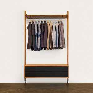 衣櫥 | 高櫃, District 8 摩登工業復古家具, 工業風家具 Theo煙燻橡木壁面層架組合(吊衣架與雙抽收納櫃組)-27