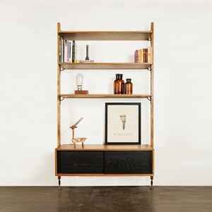 書架書櫃, District 8 摩登工業復古家具, 工業風家具 Theo煙燻橡木壁面層架組合(層板與拉門收納櫃組)-39