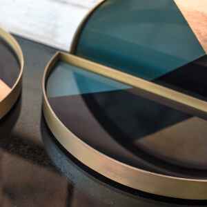 低奢拼色半月形金屬托盤