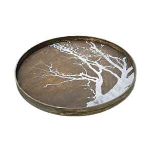樺白樹影漂流木托盤