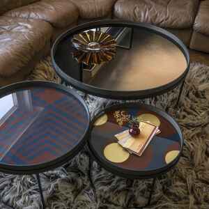 收藏 | 玩具 | 小物, 比利時原木實木家具｜Ethnicraft, 當代設計家具, Notre Monde 美國輕奢家飾 古老年代茶色鏡面圓鏡-14