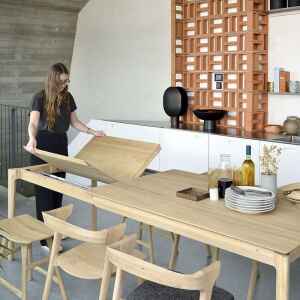 實木餐桌, 比利時原木實木家具｜Ethnicraft, 極簡設計家具, 當代設計家具 Bok 側開滑軌延伸餐桌-25