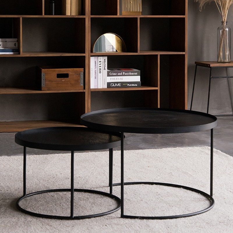 咖啡桌, 邊几, 比利時原木實木家具｜Ethnicraft, 當代設計家具, Notre Monde 美國輕奢家飾 圓形子母茶几框架-10