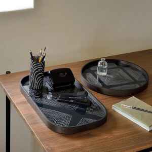 收藏 | 玩具 | 小物, 比利時原木實木家具｜Ethnicraft, 當代設計家具, Notre Monde 美國輕奢家飾 Ink Linear 玻璃圓托盤-36