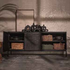 邊櫃, dBodhi 工業風家具, 靈魂老柚木家具 Karma Charcoal 微光祕境二門二層邊櫃-43