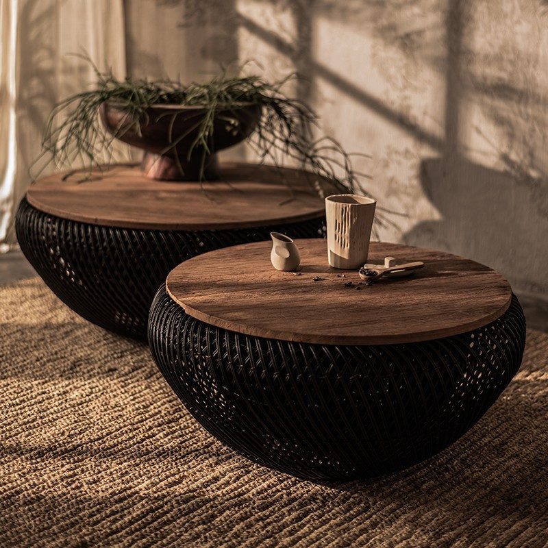 咖啡桌, dBodhi 工業風家具, 靈魂老柚木家具 Wave 手工編織藤茶几-14