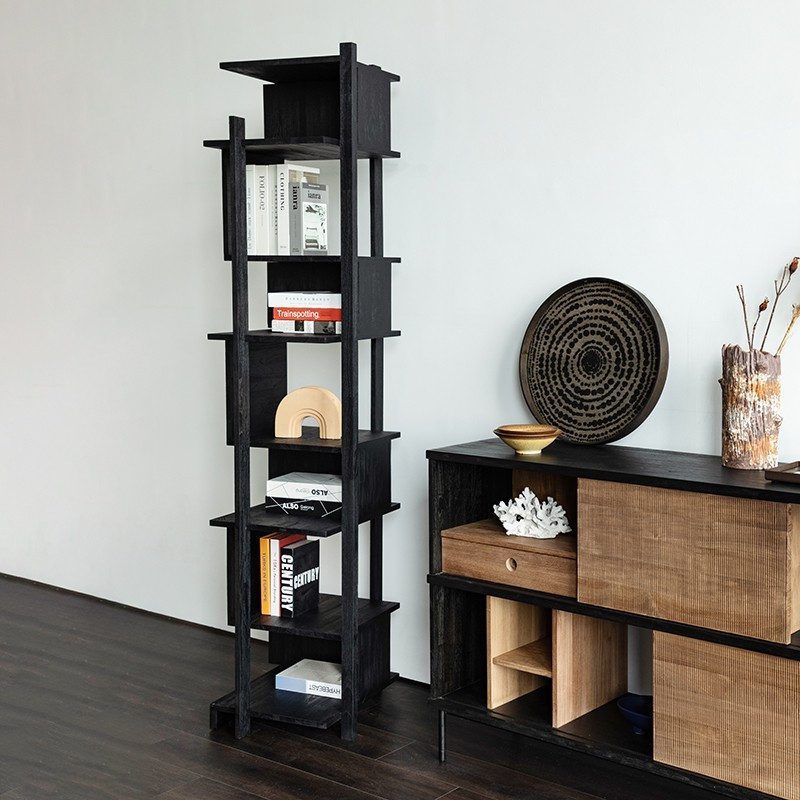 書架書櫃, 比利時原木實木家具｜Ethnicraft, 極簡設計家具 Abstract 黑色柚木層架-12