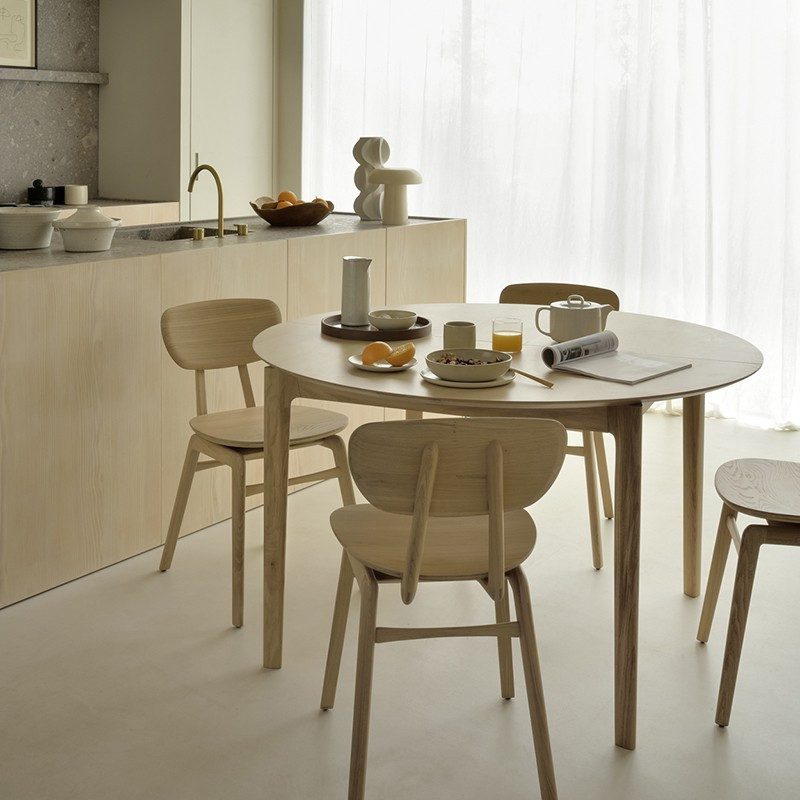 實木餐桌, 比利時原木實木家具｜Ethnicraft, 極簡設計家具 Bok 中開延伸圓桌-10